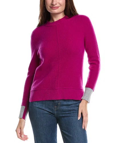 Forte Cashmere Contrast Trim Thermal Cashmere Sweater In Purple