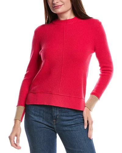 FORTE CASHMERE CONTRAST TRIM THERMAL CASHMERE SWEATER