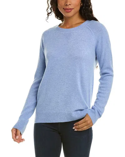 Forte Cashmere Coverstitch Cashmere Sweatshirt In Blue