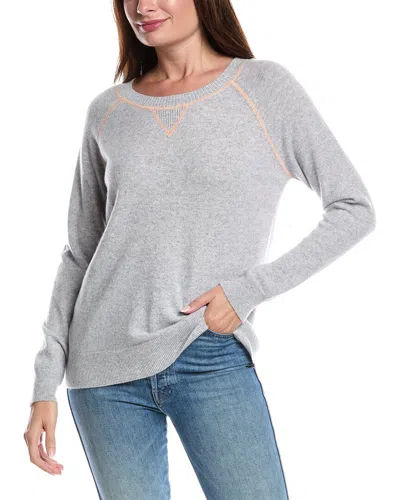 Forte Cashmere Coverstitch Cashmere Sweatshirt In Blue