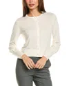 Forte Cashmere Crop Button Silk & Cashmere-blend Cardigan In White
