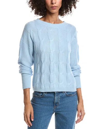 Forte Cashmere Crop Cable Wool & Cashmere-blend Sweater In Blue