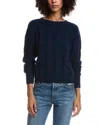 Forte Cashmere Crop Cable Wool & Cashmere-blend Sweater In Blue