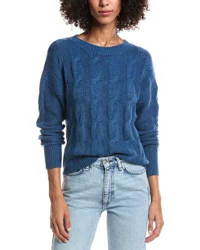 Forte Cashmere Crop Cable Wool & Cashmere-blend Sweater In Blue