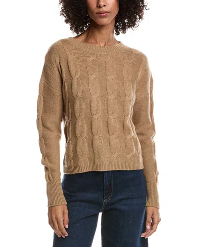 Forte Cashmere Crop Cable Wool & Cashmere-blend Sweater In Brown