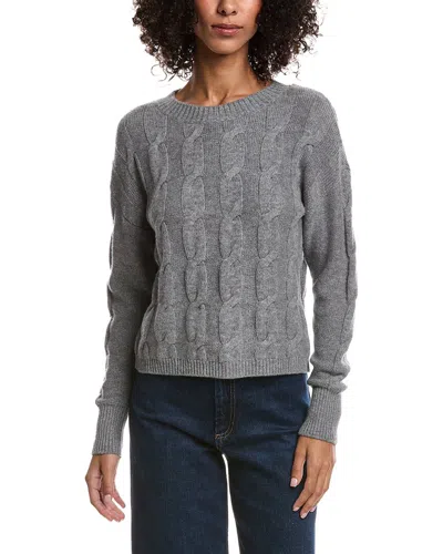 Forte Cashmere Crop Cable Wool & Cashmere-blend Sweater In Gray