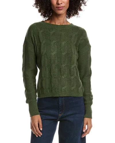 Forte Cashmere Crop Cable Wool & Cashmere-blend Sweater In Green