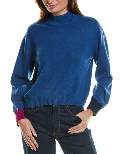 Forte Cashmere Crop Cashmere Pullover In Blue
