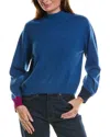 Forte Cashmere Crop Cashmere Pullover In Blue