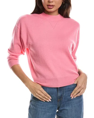 Forte Cashmere Crop Cashmere Sweatshirt In Pink