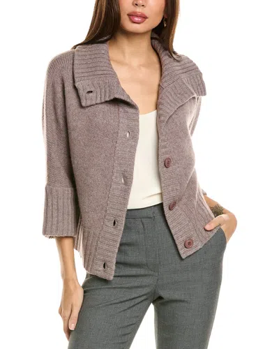 Forte Cashmere Crop Cowl Wool & Cashmere-blend Cardigan In Brown