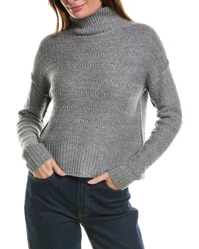 Forte Cashmere Crop Textured Mock Neck Wool & Cashmere-blend Sweater In Grey