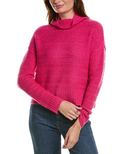 Forte Cashmere Crop Textured Mock Neck Wool & Cashmere-blend Sweater In Pink