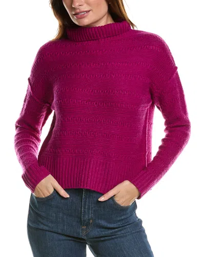 Forte Cashmere Crop Textured Mock Neck Wool & Cashmere-blend Sweater In Pink