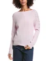 Forte Cashmere Crystal Cluster Off Shoulder Wool & Cashmere-blend Sweater In Pink