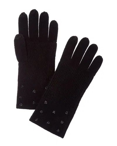 Forte Cashmere Crystal Cuff Cashmere Gloves In Black