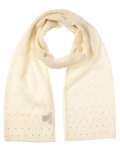 Forte Cashmere Crystal Studded Cashmere Scarf In White