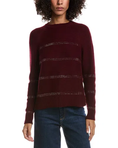 Forte Cashmere Crystal Wool & Cashmere-blend Raglan Sweater In Burgundy