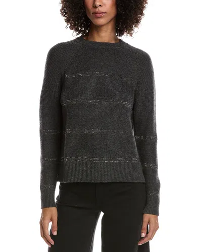 Forte Cashmere Crystal Wool & Cashmere-blend Raglan Sweater In Gray