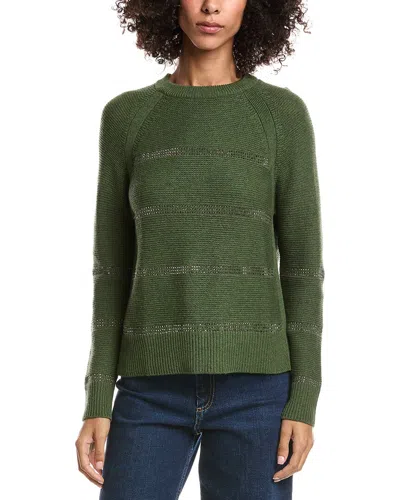 Forte Cashmere Crystal Wool & Cashmere-blend Raglan Sweater In Green