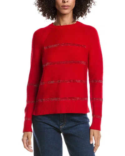 Forte Cashmere Crystal Wool & Cashmere-blend Raglan Sweater In Red