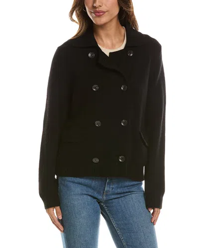 Forte Cashmere Double Breasted Wool & Cashmere-blend Cardigan In Black