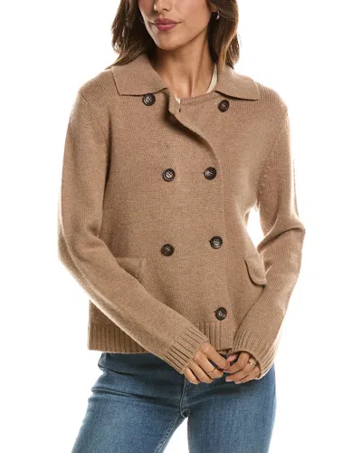 Forte Cashmere Double Breasted Wool & Cashmere-blend Cardigan In Brown
