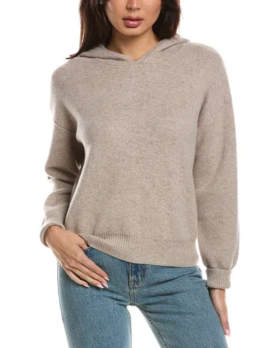 Forte Cashmere Double Knit Cashmere Hoodie In Brown