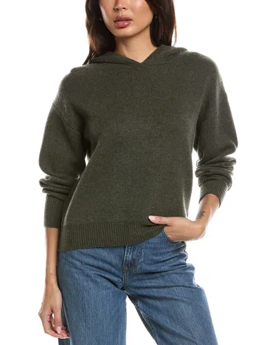 Forte Cashmere Double Knit Cashmere Hoodie In Green