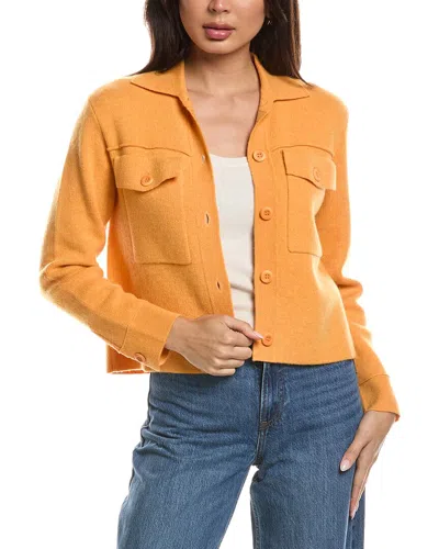 Forte Cashmere Double Knit Cashmere Shacket In Orange