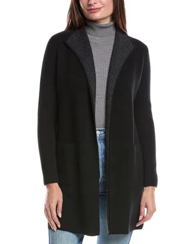 Forte Cashmere Doubleknit Cashmere Cardigan In Black