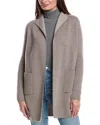 Forte Cashmere Doubleknit Cashmere Cardigan In Gray