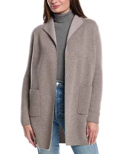 Forte Cashmere Doubleknit Cashmere Cardigan In Gray