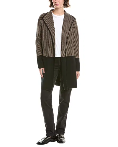 Forte Cashmere Doubleknit Jacquard Cashmere Cardigan In Black