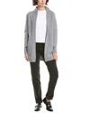 Forte Cashmere Doubleknit Zip Mock Wool & Cashmere-blend Cardigan In Gray