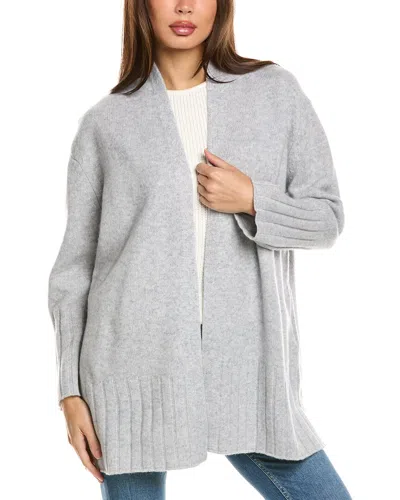 Forte Cashmere Easy High Rib Wool & Cashmere-blend Cardigan In Silver