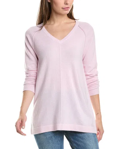 Forte Cashmere Easy Raglan V-neck Cashmere Sweater In Blue