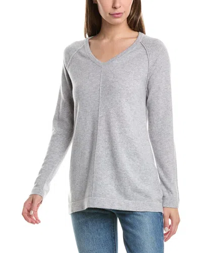 Forte Cashmere Easy Raglan V-neck Cashmere Sweater In Blue