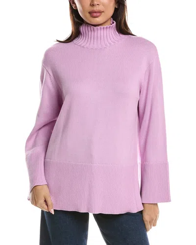 Forte Cashmere Easy Rib Trim Funnel Neck Sweater In Pink