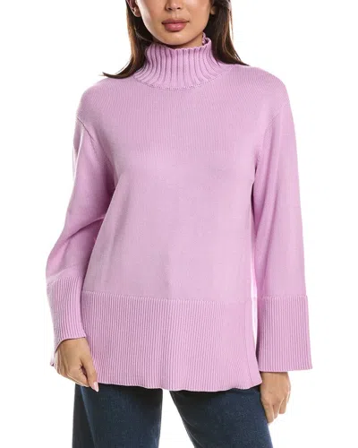 Forte Cashmere Easy Rib Trim Funnel Neck Sweater In Purple