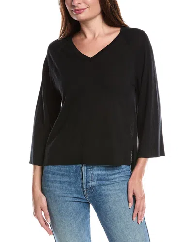 Forte Cashmere Easy Silk & Cashmere-blend Sweater In Black