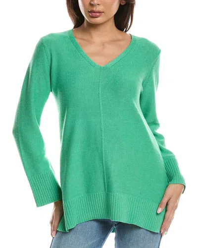 Forte Cashmere Easy V-neck Sweater In Green