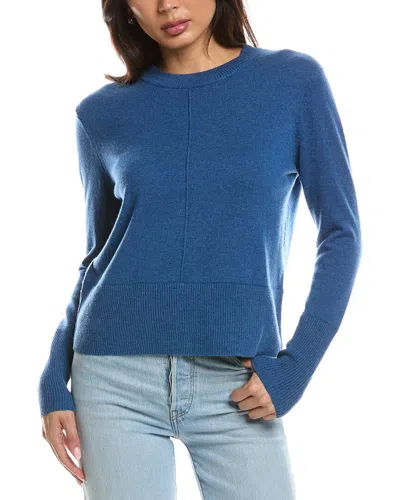 Forte Cashmere Exposed Seam Crewneck Cashmere Sweater In Blue