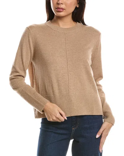 Forte Cashmere Exposed Seam Crewneck Cashmere Sweater In Brown