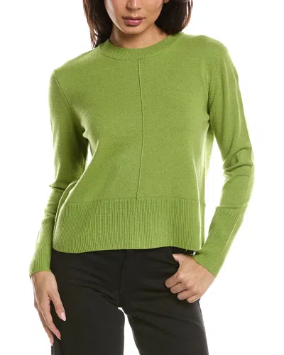 Forte Cashmere Exposed Seam Crewneck Cashmere Sweater In Green