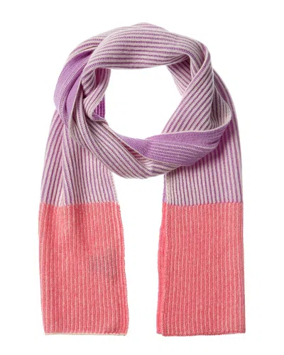 Forte Cashmere Fashion Plaited Colorblocked Cashmere Scarf In Pink