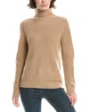 Forte Cashmere Fashioned Rib Funnel Neck Cashmere Sweater In Brown
