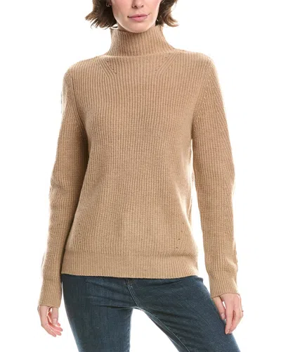 Forte Cashmere Fashioned Rib Funnel Neck Cashmere Sweater In Brown