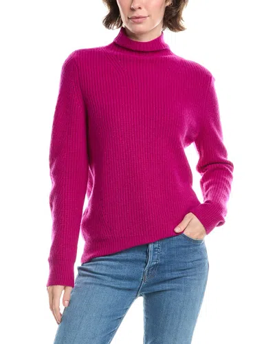 Forte Cashmere Fashioned Rib Funnel Neck Cashmere Sweater In Pink