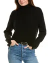 Forte Cashmere Crop Textured Mock Neck Wool & Cashmere-blend Sweater In Black